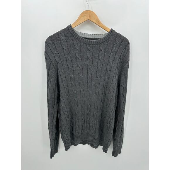 Old Navy Sweater Men XL Gray Fisherman Knit Crewneck Y2K 90s Vintage Pullover - Picture 1 of 7
